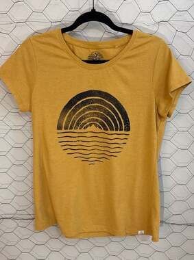 prAna Women's Mustard Yellow Reflections Sun Graphic T-Shirt
